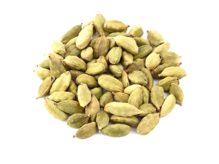 organic cardamom on white background