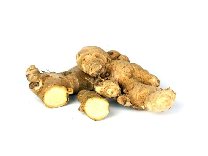 organic ginger on white background